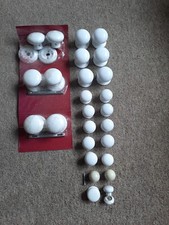 Vtg Job Lot 40 White Ceramic & 22 Wood Door Knobs Different Sizes Some Packaged