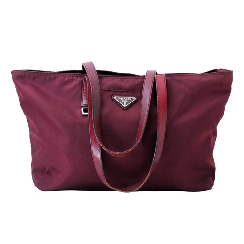 Prada bordeaux red nylon logo - red,
