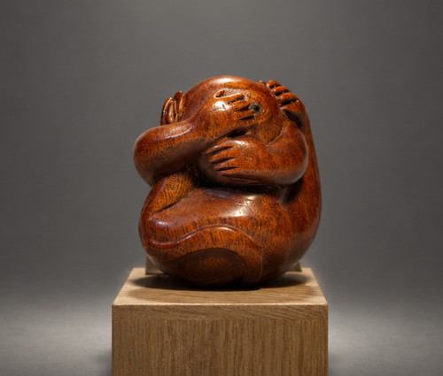 Monkey netsuke ironwood hand - monkey,
