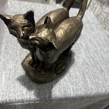 Frith Sculpture - Two's Company Cat Cold Cast Bronze Sculpture By Paul Jenkins