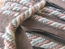 30m coral Pink/Cream/Green Vintage Flanged Piping Cord Upholstery Edging Trim 