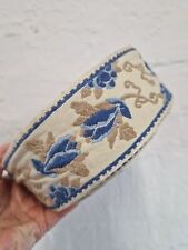 10 Meters Vintage Upholstery Trim Floral Pattern Blue Cream Brown 6.5 cm Wide