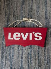 Levis Jeans Vintage Wooden Advertising Store Sign With Rope