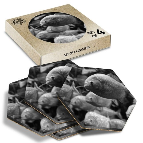 Hexagon coasters bw - x,