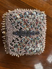 Antique Handmade Glass Beaded & Pinned Butterfly Sweetheart Pincushion C1900