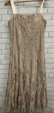 Debut Floral Mesh and Sequin Beige Gown Size 14 - CG S54