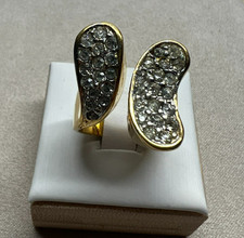 Unusual Vintage Modern 18kt Heavy Gold Electroplate Gemstone Ring Size M1/2 14g