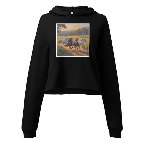 Horses galloping crop hoodie - galloping,