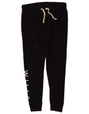 JACK WILLS Womens Graphic Tracksuit Trousers Joggers UK10 Small  Black KN17