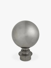 Single John Lewis CROFT Polished Steel 30mm End Ball Curtain Pole Finials