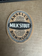 MINT ANSELL’S MILK STOUT BEER BOTTLE LABEL 1950s 