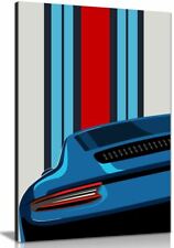 Blue Porsche Pop Art Abstract Garage Canvas Wall Art Picture Print Home Decor