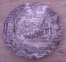 FURNIVALS STAFFORDSHIRE LTD. DICKENS COACHING DAYS SCENERY GREY DECORATIVE PLATE