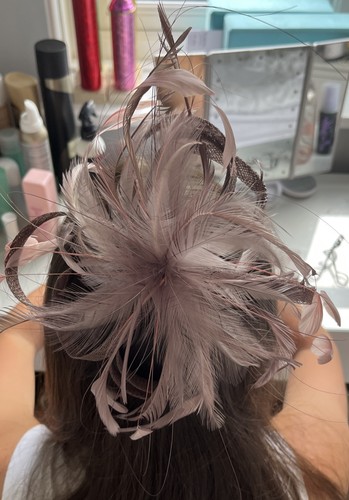 Pink taupe fascinator - fascinator, for