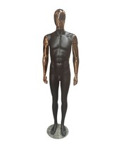 Type 11 - Male Fiberglass Black Mannequin with Rose Gold arms and head.