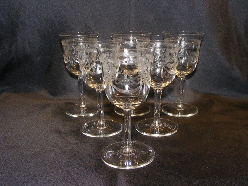 Edwardian etched wine - etched,