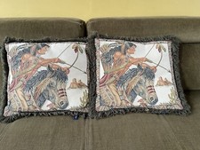 Ashford Court Tapestry Fringed Tribal Native Bow & Arrow Cushions x 2