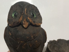 Rare Open Inkwell Owl Wood