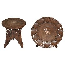 SMALL ANTIQUE LIBERTY VICTORIAN CIR 1880 INLAID SYRIAN HAND CARVED FOLDING TABLE