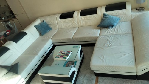 Leather corner sofa - corner, white