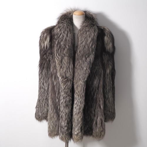 Real silver fox fur - silver, coat