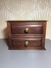 Vintage Good Original Little Old Scratch Built Mahogany and Oak Chest 2 Drawers