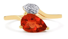 2.05g 10K Gold Tarocco Red Andesine 0.96ct Ring with Diamond with COA JCVJ28
