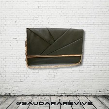 Primark Faux Leather Gold Chain Clutch Bag – Black