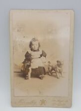 VICTORIAN CDV / CABINET PHOTO - YOUNG GIRL, MUSCULAR PUG DOG - ABERNETHY BELFAST