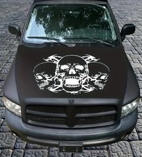 Triple Skull Bonnet Decal White Large Car Van Sticker Waterproof Vinyl Hood Art