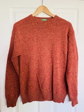 United Colors Of Benetton Shetland Italian Yarn Red Orange Jumper Sweater Size M