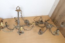 Pair of Vintage Brass Chandeliers French Rococo Baroque Style RESTORATION