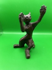 Solid Bronze CAT Sculpture Figurine 17cm Tall 1.5Kg 