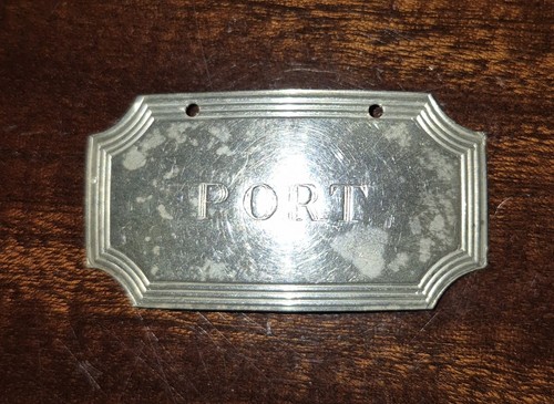 Solid silver decanter label - decanter,