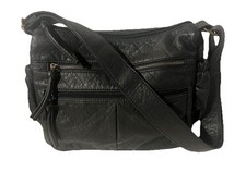 Bueno of California Medium Black Soft Faux Leather Crossbody Handbag