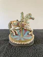Vintage Cast Iron Merry Go Round Horse Doorstop Collectable Painted Rustic