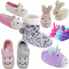 Girls Kids Bootee Ballet Novelty Slippers Children's Unicorn Soft 3D Sizes 9-3