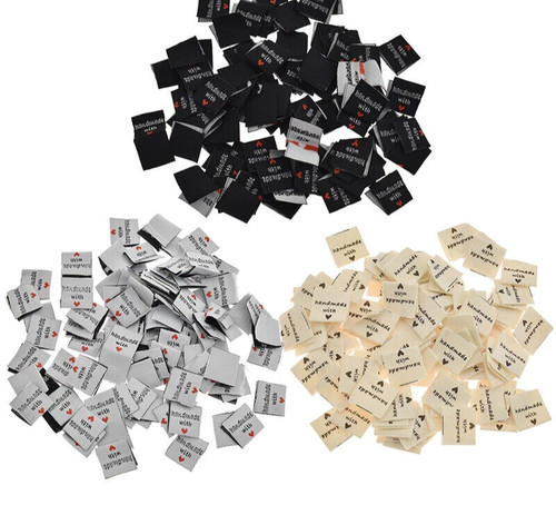 Fabric labels hand made with - hand,