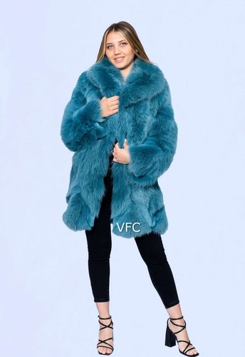 Turquoise dark fox fur - fox, coat