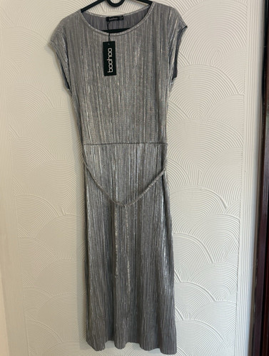 Boohoo silver metallic pleated - boohoo,