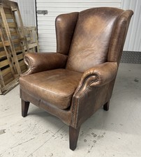 Tetrad Brown Leather Wingback Armchair