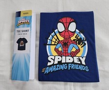 Marvel Spiderman Spidey Boys Navy Blue Short Sleeve Printed T Shirt Size 7-8 New