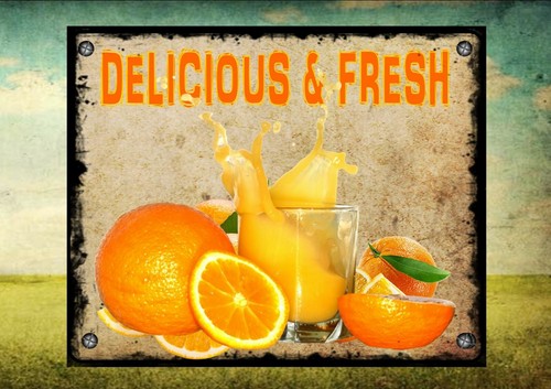 Fresh oranges juice sign - oranges,