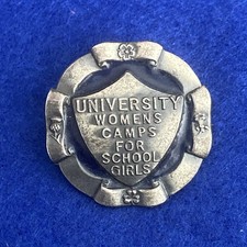 Vintage University Womens Camps For School Girls Pressed Metal Pin Badge