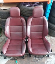 PAIR OF PEUGEOT 307 CC BURGUNDY LEATHER FRONT SEATS / HEIGHT ADJUST CAMPER VAN