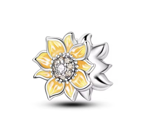 Sunflower charm bead s925 - charm,