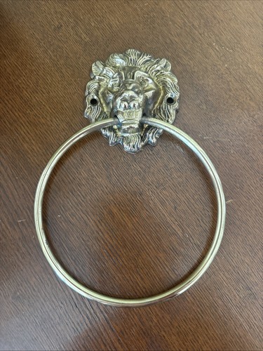 Vintage brass lion - lion, towel