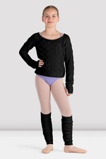 Bloch Dance Girls Warm Up Long Sleeve Knitted Sweater Black Childs Medium Age7/8
