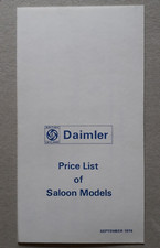 Daimler Price List Brochure 1974 - Series 2 Sovereign  Double-Six  Vanden Plas
