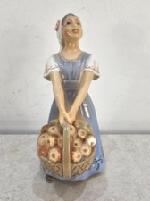 Vintage Dahl Jensen No. 1287, Girl With Curvy Apples Porcelain Figurine